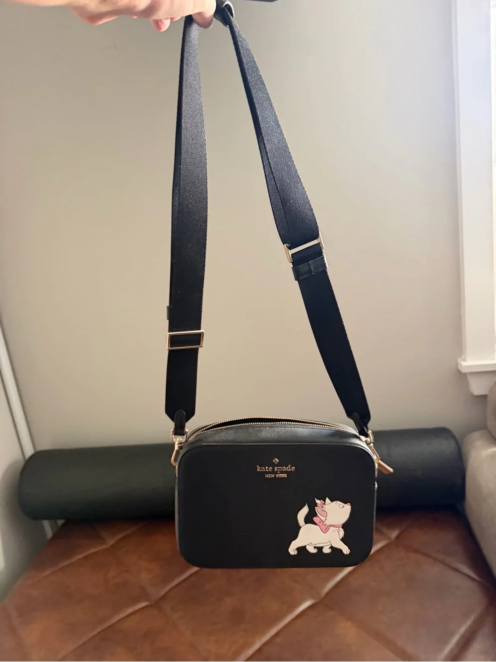 kate spade Black Crossbody with White & Pink Cat Accent Aristocats Marie